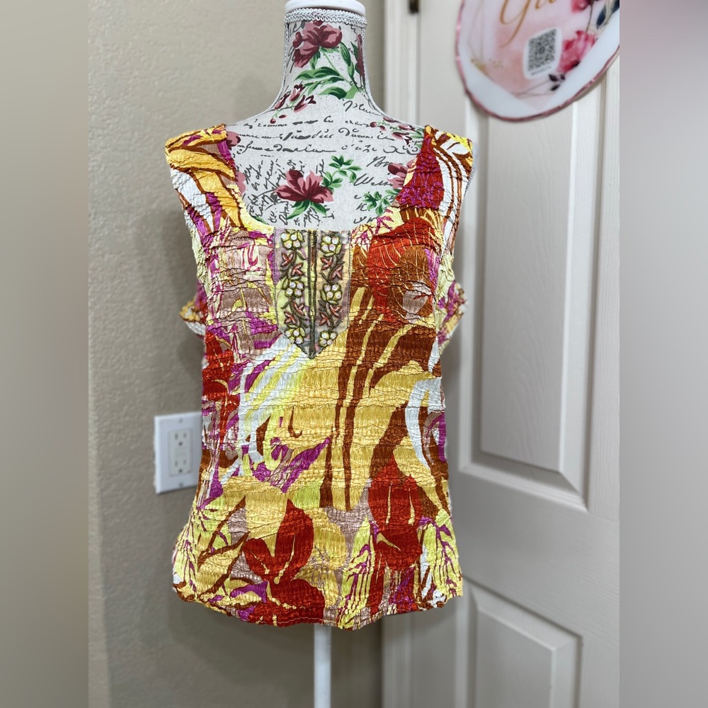 Alberto Makali Red and Yellow Sleeveless Blouse